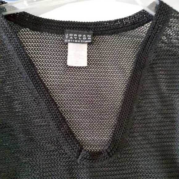 Black Sheer Mesh Swimsuit Cover 3/4 Sleeves Size L - Picture 7 of 7